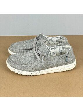 Hey Dude Wendy Linen Iron Casual Shoes Womens 9 Gray Slip On Comfort